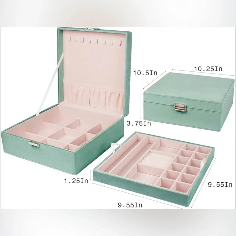 💎Elegant Turquoise Velvet Jewelry Organizer‎ Box💎